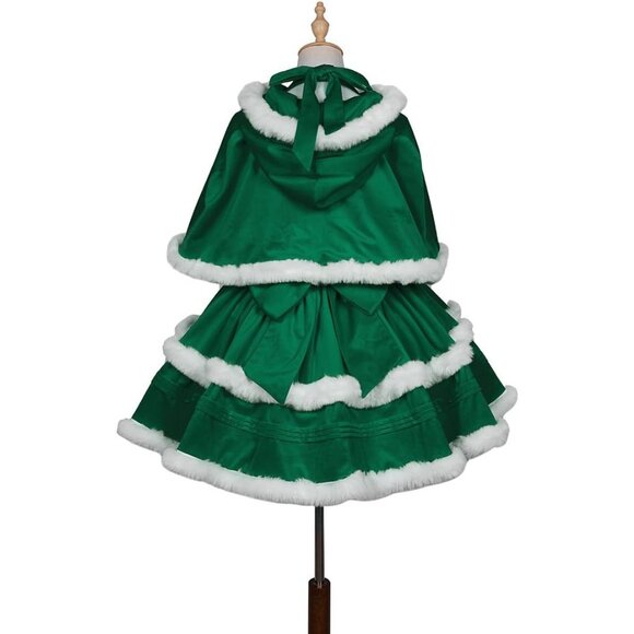 Women's Christmas Dress Skirt and Hooded Cloak Match - Picture 4 of 8